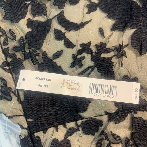 Apt 9 Lace Floral Flare Leaf Skirt Beige and Black Size 8 Petite - Picture 5 of 7